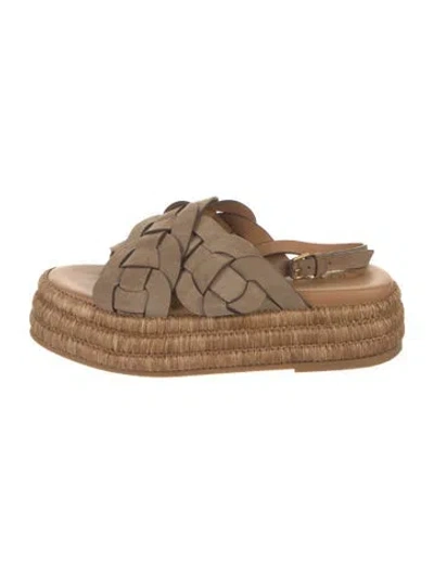 Pre-owned Tod's Suede Braided Accents Espadrilles In Neutral