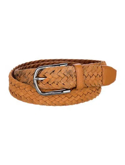 Pre-owned Tod's Suede Braided Accents Waist Belt In Brown