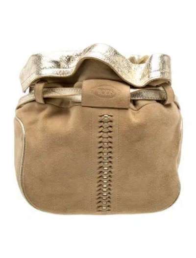 Pre-owned Tod's Suede Bucket Bag In Neutrals