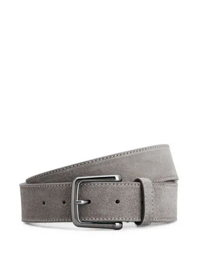 Tod's Suede Buckle Belt In Gray