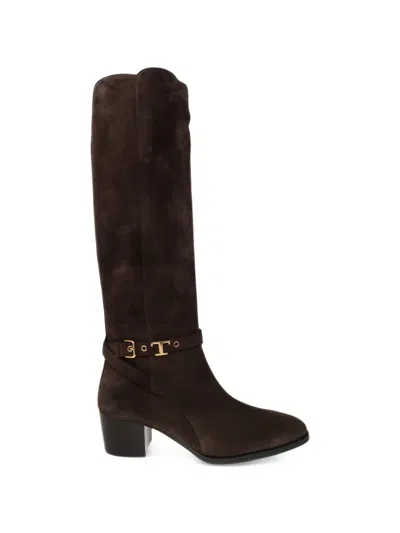 Tod's Suede Buckle-detail Knee-high Boots In Multi