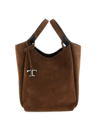 Tod's Suede Butcket Bag In Brown