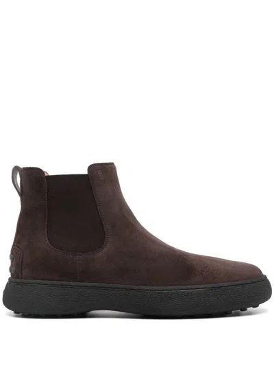 Tod's Leather Chelsea Boots In Brown