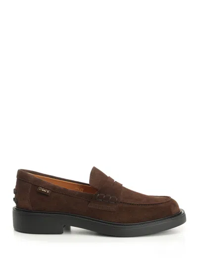 Tod's Suede Calfskin Loafer Scarpe Basse Brown