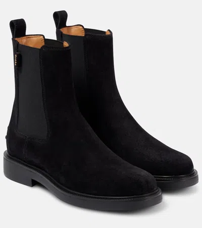 Tod's Suede Chelsea Boots In Black