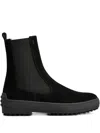 Tod's Suede Chelsea Boots In Black