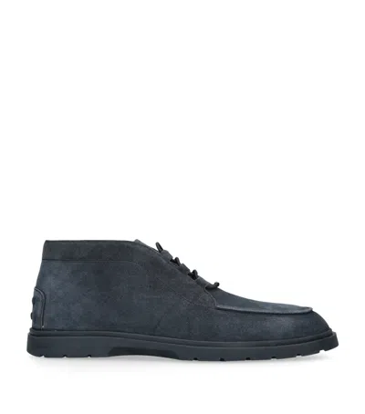 Tod's Suede Chukka Ankle Boots In Blue