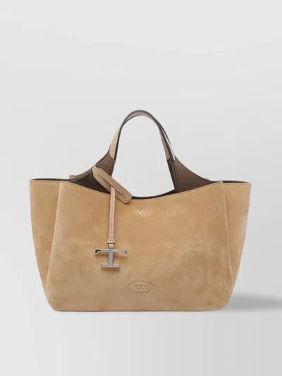Tod's Suede Clutch Structured 2 Handles
