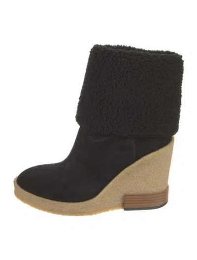 Pre-owned Tod's Suede Colorblock Pattern Boots In Black