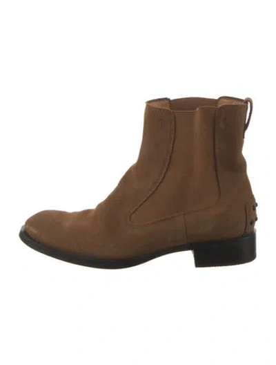 Pre-owned Tod's Suede Colorblock Pattern Chelsea Boots In Neutral