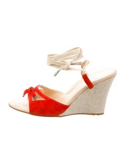 Pre-owned Tod's Suede Colorblock Pattern Espadrilles In White