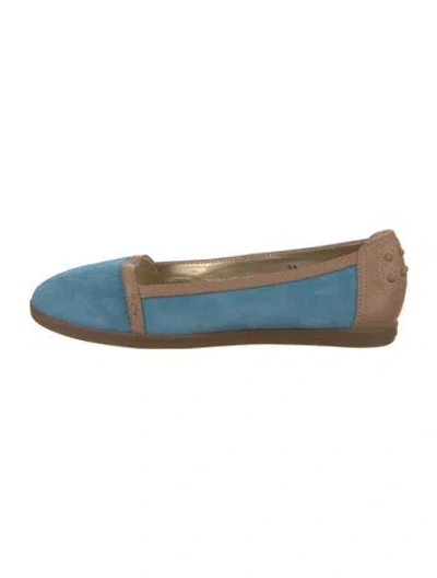 Pre-owned Tod's Suede Colorblock Pattern Flats In Blue