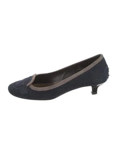 Pre-owned Tod's Suede Colorblock Pattern Pumps In Blue