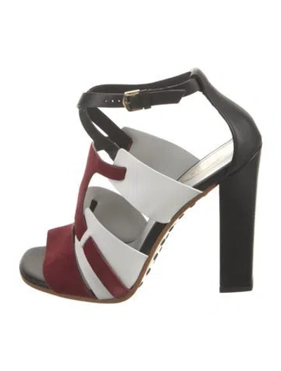 Pre-owned Tod's Suede Colorblock Pattern Sandals In Burgundy