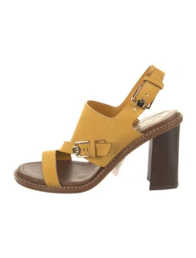 Pre-owned Tod's Suede Colorblock Pattern Slingback Sandals In Yellow