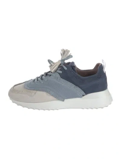 Pre-owned Tod's Suede Colorblock Pattern Sneakers In Blue