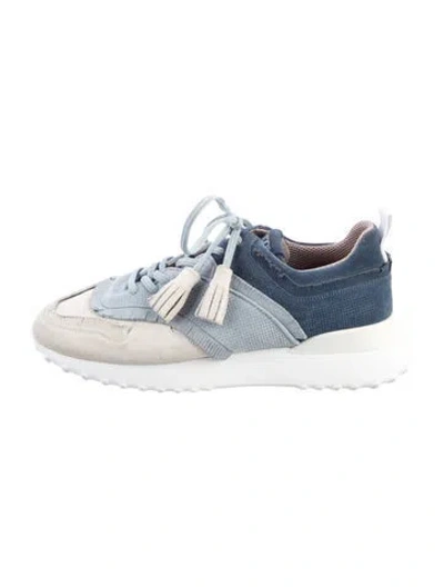 Pre-owned Tod's Suede Colorblock Pattern Sneakers In Blue