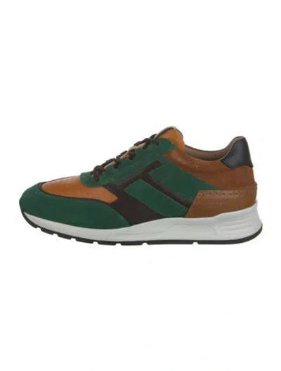 Pre-owned Tod's Suede Colorblock Pattern Sneakers In Green
