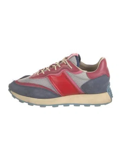 Pre-owned Tod's Suede Colorblock Pattern Sneakers In Red