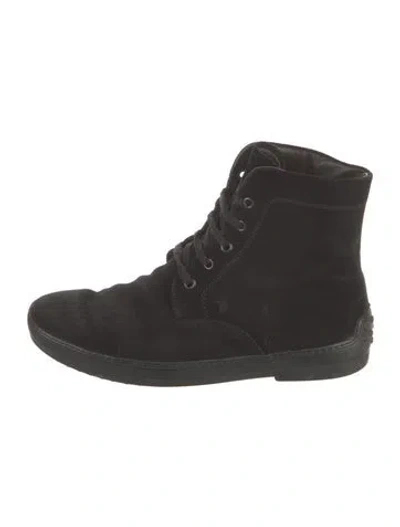 Pre-owned Tod's Suede Combat Boots In Black