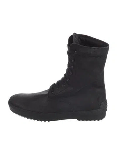 Pre-owned Tod's Suede Combat Boots In Black