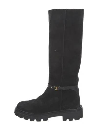 Pre-owned Tod's Suede Combat Boots In Black
