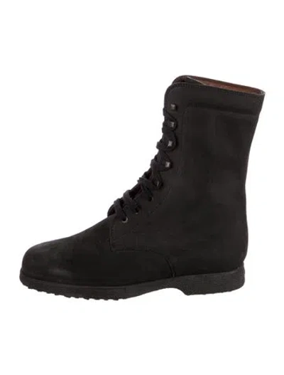 Pre-owned Tod's Suede Combat Boots In Black