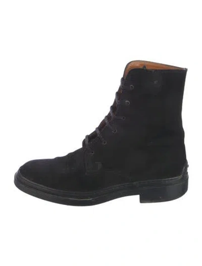 Pre-owned Tod's Suede Combat Boots In Black