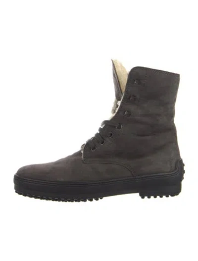Pre-owned Tod's Suede Combat Boots In Black