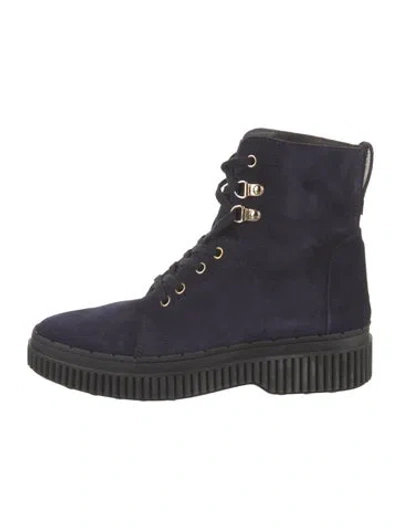 Pre-owned Tod's Suede Combat Boots In Blue