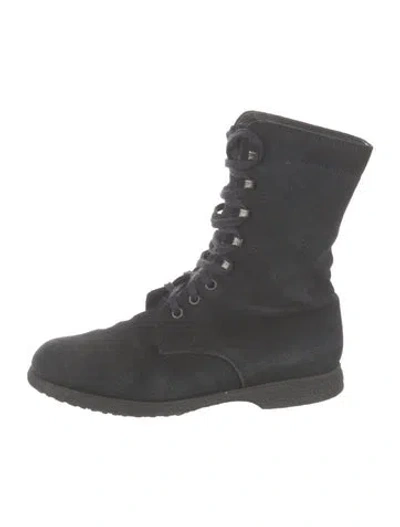 Pre-owned Tod's Suede Combat Boots In Blue