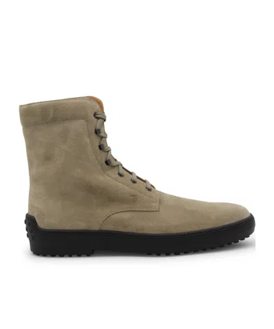 Tod's Suede Combat Boots In Brown