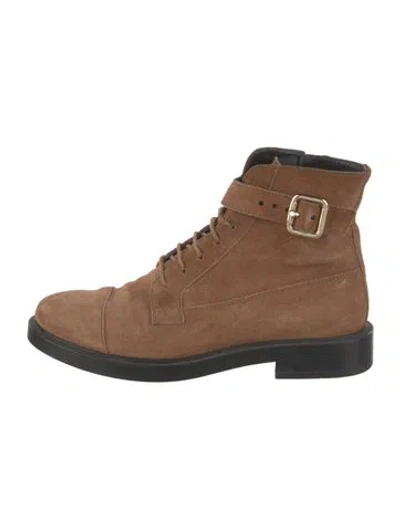 Pre-owned Tod's Suede Combat Boots In Brown