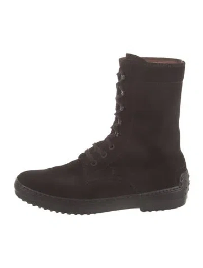 Pre-owned Tod's Suede Combat Boots In Brown