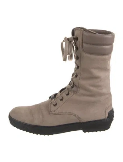 Pre-owned Tod's Suede Combat Boots In Neutral