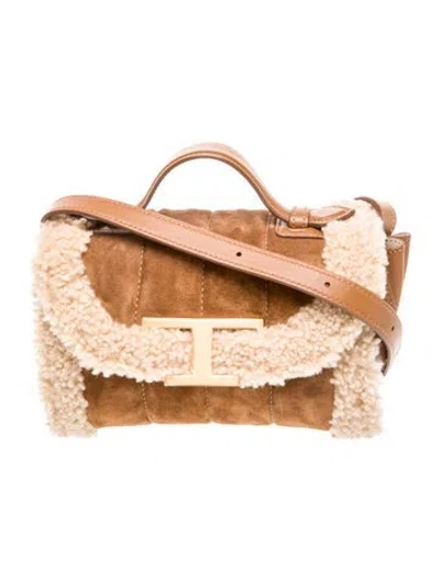 Pre-owned Tod's Suede Crossbody Bag In Neutral
