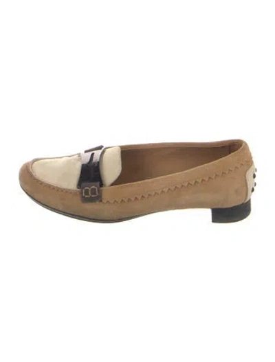 Pre-owned Tod's Suede Crystal Embellishments Loafers In Brown