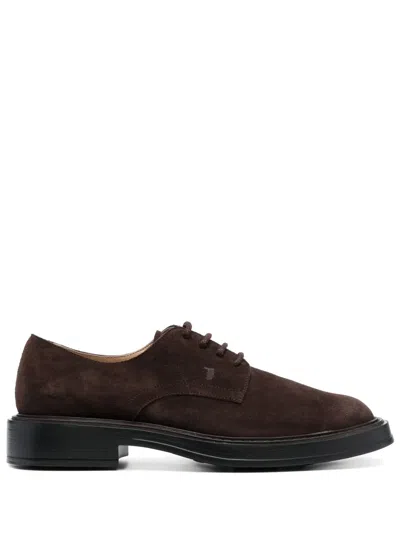 Tod's Derby-schuhe Aus Wildleder In Brown