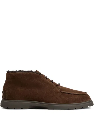 Tod's Lace-up Ankle Boot With Logo In Blue