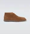 Tod's Leather Ankle Boots Suitable For Desert Terrain In Brown