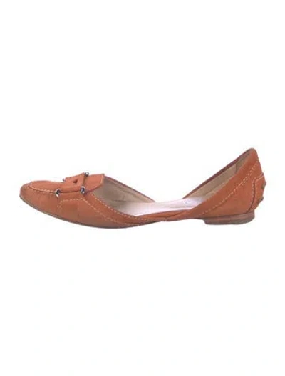 Pre-owned Tod's Suede D'orsay Flats In Orange