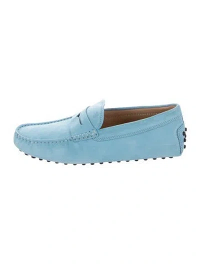 Pre-owned Tod's Suede Drivers In Blue