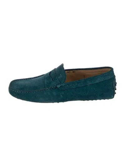 Pre-owned Tod's Suede Drivers In Blue