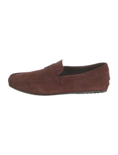 Pre-owned Tod's Suede Drivers In Brown
