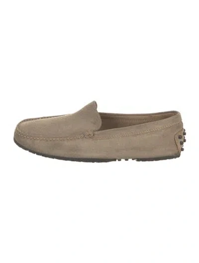 Pre-owned Tod's Suede Drivers In Green