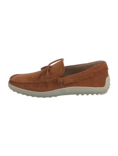 Pre-owned Tod's Suede Drivers In Orange