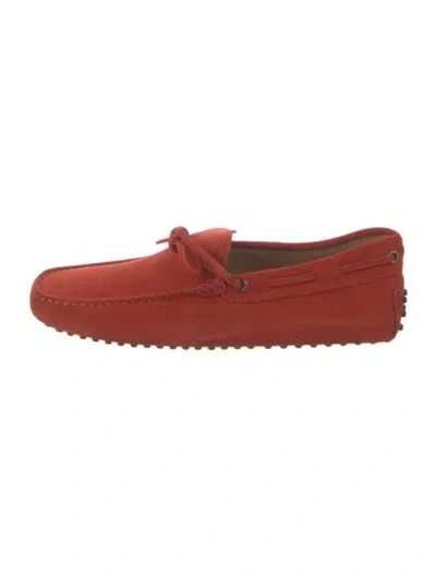 Pre-owned Tod's Suede Drivers In Red