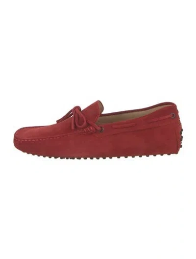 Pre-owned Tod's Suede Drivers In Red