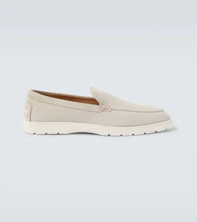 Tod's Suede Driving Shoes In Sand