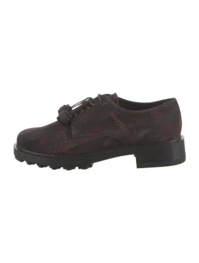 Pre-owned Tod's Suede Embroidered Accent Oxfords In Purple